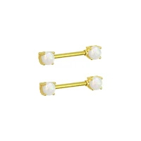 Opal-Effect 14K Gold-Plated Nipple Barbells - 14 Gauge