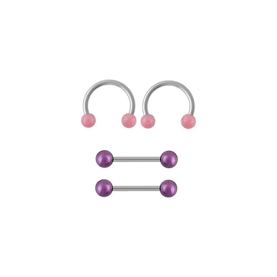 Multi-Pack and Shimmer Nipple Barbells and Horseshoe Rings 2 Pairs