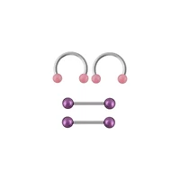 Multi-Pack and Shimmer Nipple Barbells and Horseshoe Rings 2 Pairs
