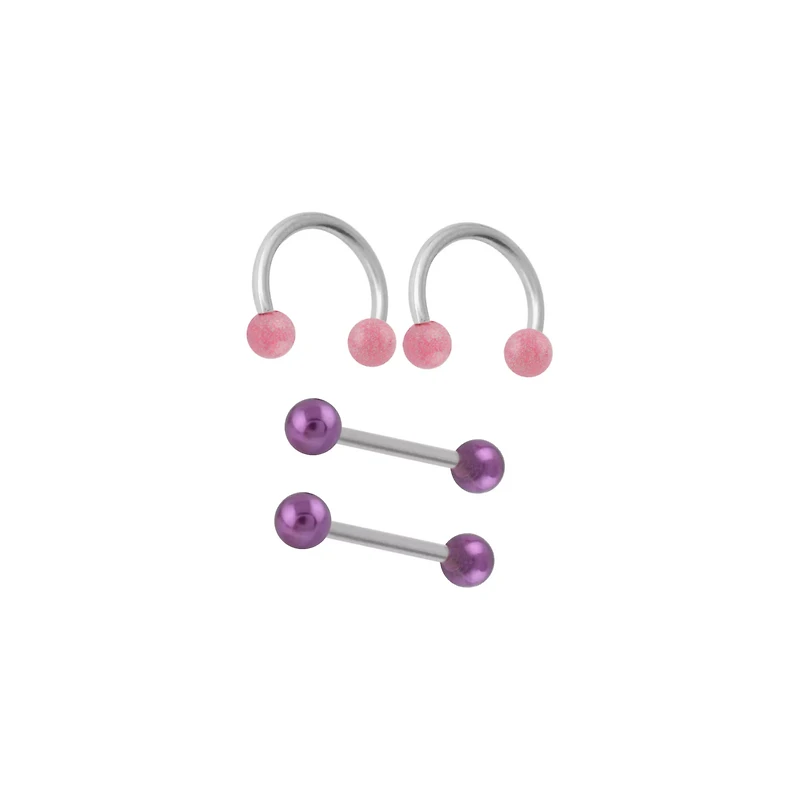 Multi-Pack and Shimmer Nipple Barbells and Horseshoe Rings 2 Pairs