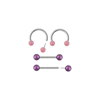 Multi-Pack and Shimmer Nipple Barbells and Horseshoe Rings 2 Pairs