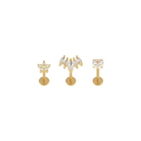 Multi-Pack Goldtone CZ Labret Lip Rings Pack