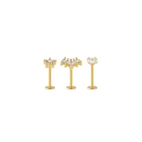 Multi-Pack Goldtone CZ Labret Lip Rings Pack