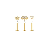 Multi-Pack Goldtone CZ Labret Lip Rings Pack