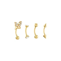 Multi-Pack CZ Goldtone Curved Barbells 4 Pack - 16 Gauge
