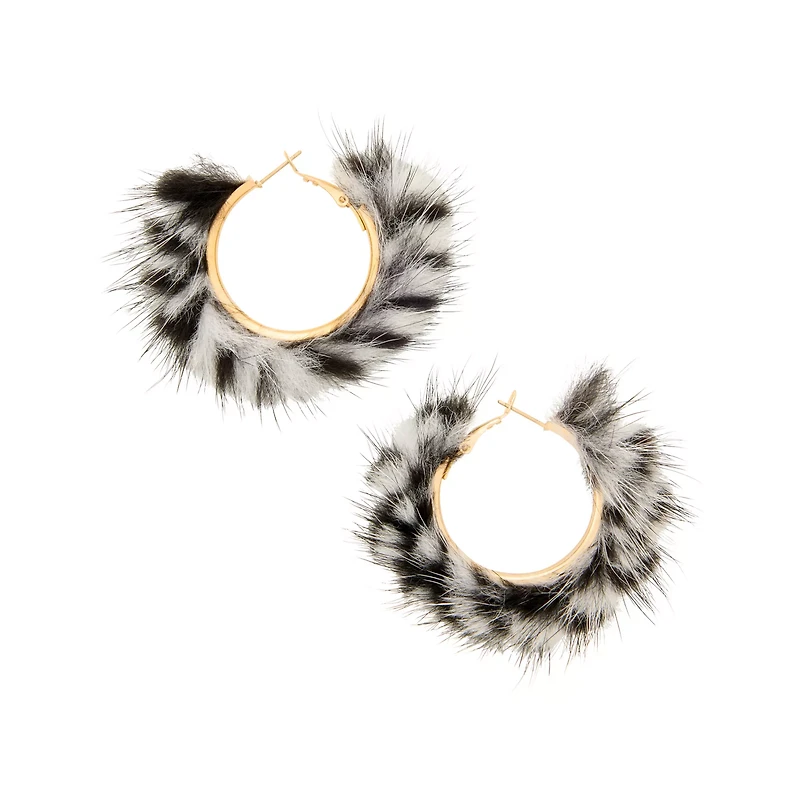 Faux Fur Hoop Earrings