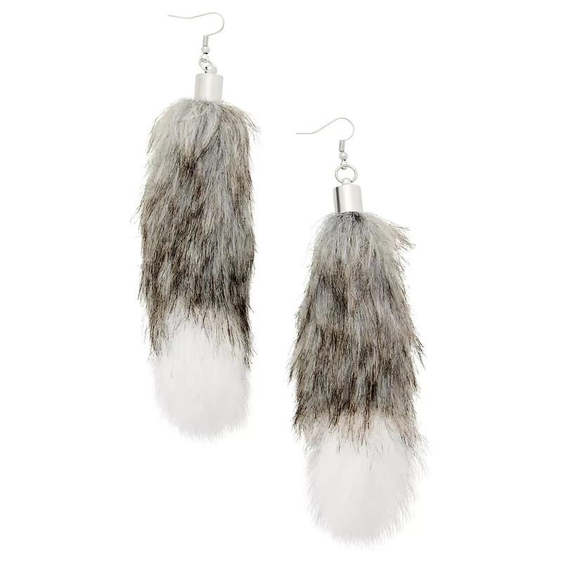 Faux Fur Tail Dangle Earrings