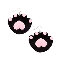 Furry Paw Dangle Earrings