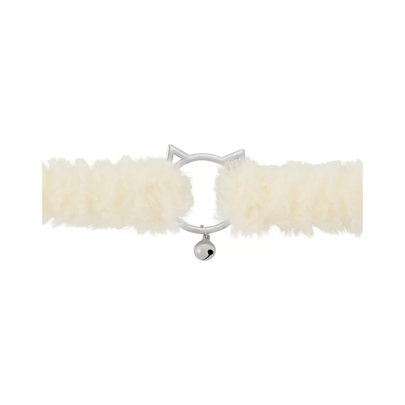White Kitten Bell Furry Choker Necklace
