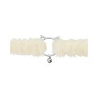 White Kitten Bell Furry Choker Necklace