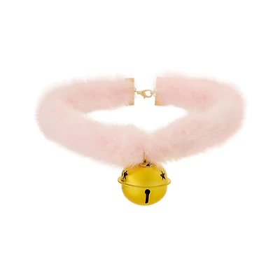 Pink Bell Furry Choker Necklace