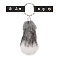 Furry Tail Spiked Faux Leather Choker Necklace