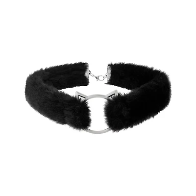 Black Kitten Furry Choker Necklace