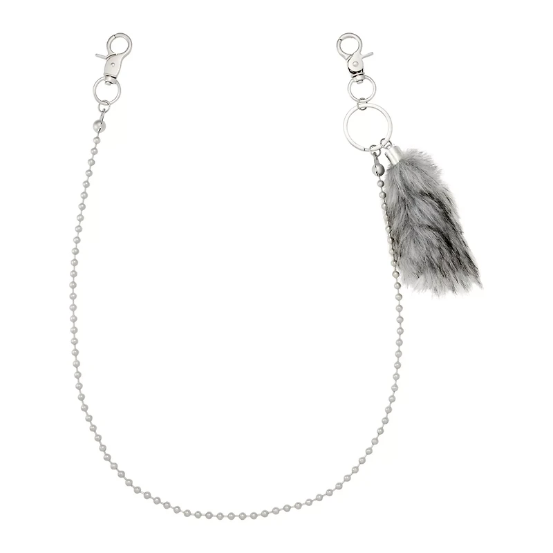 Black Furry Tail Wallet Chain