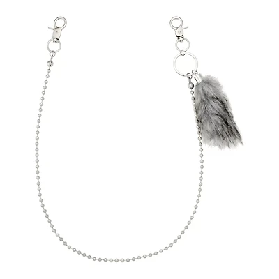 Black Furry Tail Wallet Chain