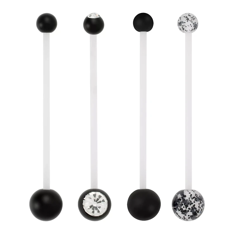 Multi-Pack CZ Black Bioflex Maternity Belly Rings 4 Pack - 14 Gauge