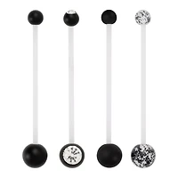 Multi-Pack CZ Black Bioflex Maternity Belly Rings 4 Pack - 14 Gauge