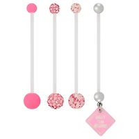 Multi-Pack Baby On Board Pink CZ Bioflex Maternity Belly Rings 4 Pack - 14 Gauge