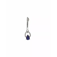 Blue CZ Teardrop Dangle Belly Ring - 14 Gauge