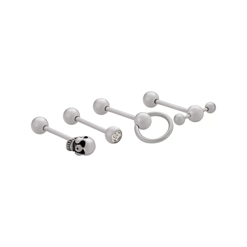Multi-Pack CZ Skull Hoop Barbells 4 Pack - 14 Gauge