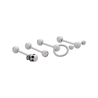 Multi-Pack CZ Skull Hoop Barbells 4 Pack - 14 Gauge