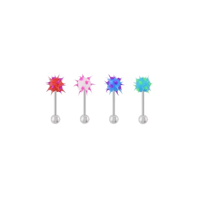 Multi-Pack Multi-Color Tickler Tongue Barbells 4 Pack - 14 Gauge