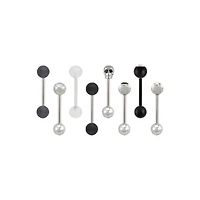 Multi-Pack Black CZ Skull Barbells 8 Pack - 14 Gauge