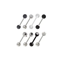 Multi-Pack Black CZ Skull Barbells 8 Pack - 14 Gauge