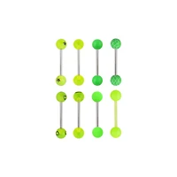 Multi-Pack Green Smiley Face and Star Barbells 8 Pack - 14 Gauge