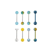 Multi-Pack Heart Yellow and Blue Opal-Effect Barbells 8 Pack - 14 Gauge