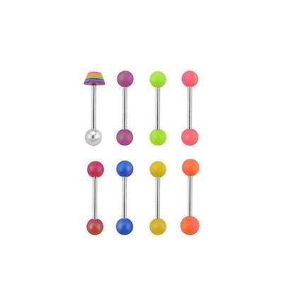 Multi-Pack Rainbow Heart Multi-Color Barbells 8 Pack - 14 Gauge