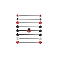 Multi-Pack Black and Red CZ Ladybug Silver-Tone Industrial Barbells 8 Pack - 14 Gauge