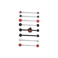 Multi-Pack Black and Red CZ Ladybug Silver-Tone Industrial Barbells 8 Pack - 14 Gauge