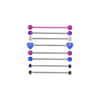 Multi-Pack Playful Pop Industrial Barbells 8 Pack - 14 Gauge