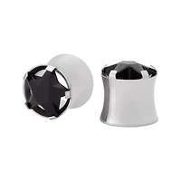 Black CZ Star Silver-Tone Plugs - 00 Gauge