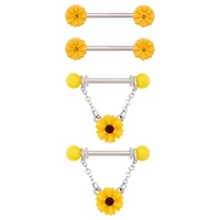 Multi-Pack Sunflower Nipple Barbells 2 Pair - 14 Gauge