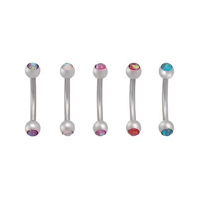 Multi-Pack Multi-Color Opal-Effect Curved Barbells 5 Pack - 16 Gauge