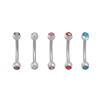 Multi-Pack Multi-Color Opal-Effect Curved Barbells 5 Pack - 16 Gauge