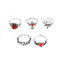 Multi-Pack Red Cross Spider Rose Rings - 5 Pack