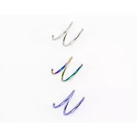 Multi-Pack Rainbow Spiral Double Hoop Nose Rings 3 Pack - 20 Gauge