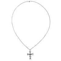 Skull Cross Silver-Tone Chain Necklace