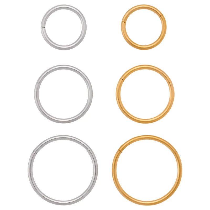 Multi-Pack Silver-Plated and Gold-Plated Hinged Hoop Rings 6 Pack - 20 Gauge