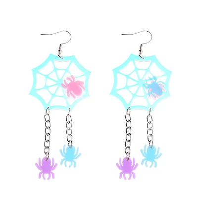 Pastel Spider Web Dangle Earrings