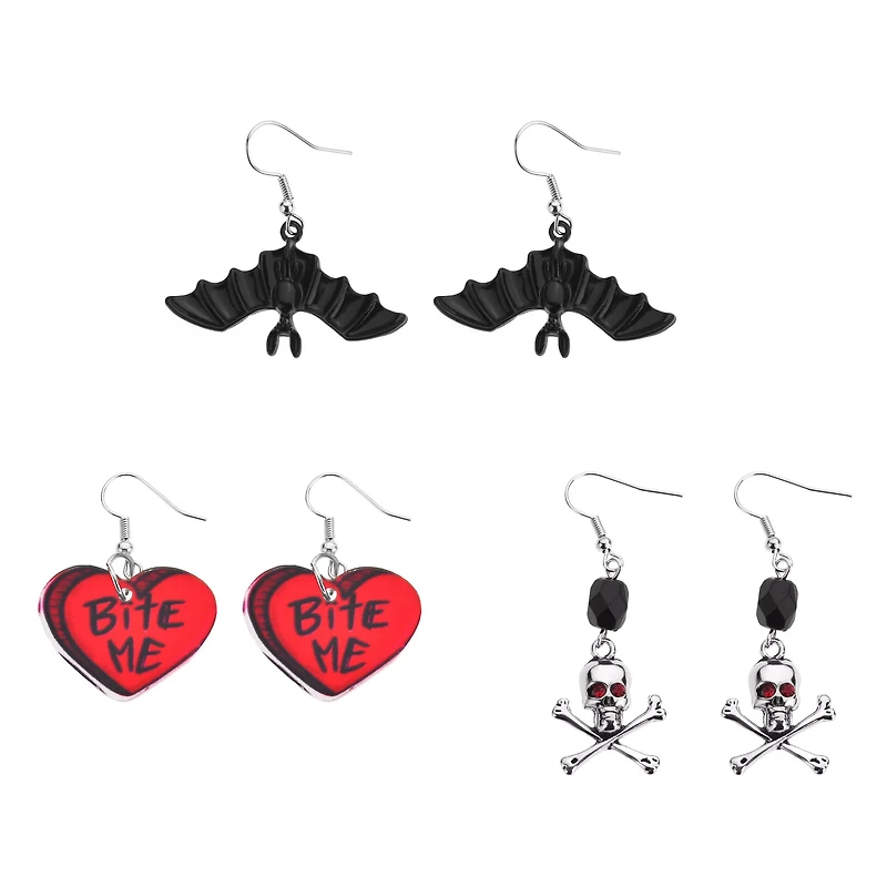 Multi-Pack Bat Bite Me Dangle Earrings - 3 Pair