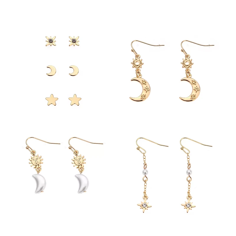 Multi-Pack Celestial Gold-Tone Mixed Earrings - 6 Pair