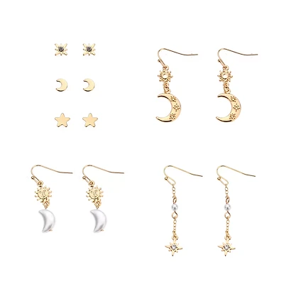 Multi-Pack Celestial Gold-Tone Mixed Earrings - 6 Pair