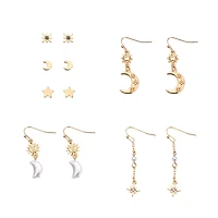 Multi-Pack Celestial Gold-Tone Mixed Earrings - 6 Pair
