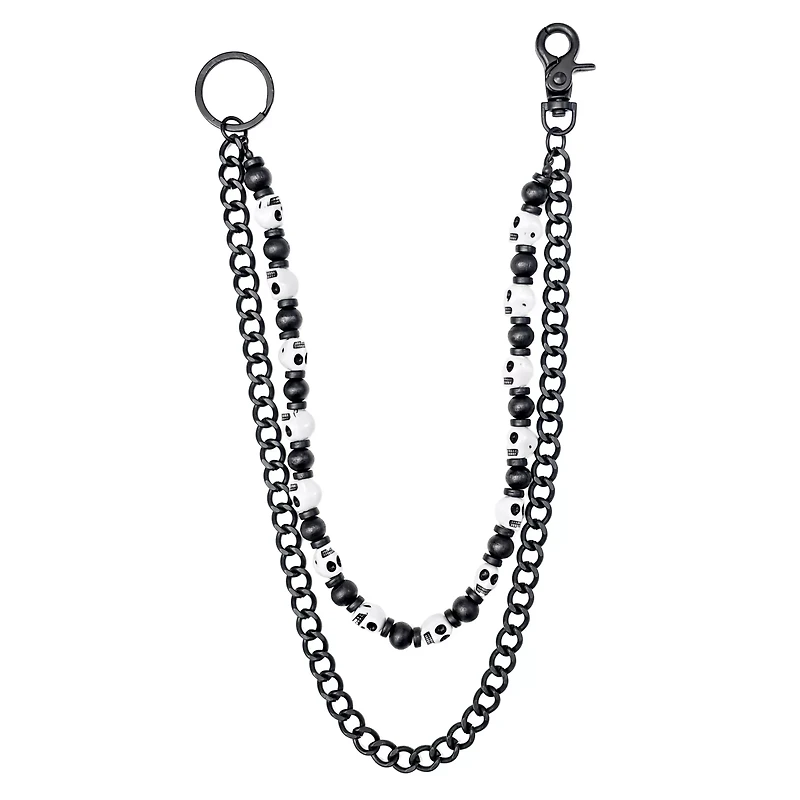 2-Row Skull Charm Curb Wallet Chain