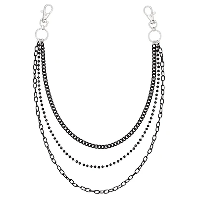3-Row Black Variety Wallet Chain