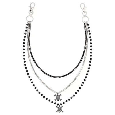 Skull and Crossbones Layered Wallet Chain